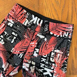 DKNY Sport Leggings, Black, White, Pink, Cropped, High Waist, XL